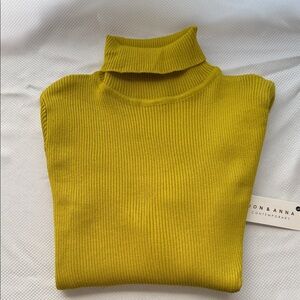 Ribbed Jon & Anna Mustard Turtleneck Sweater - Large
